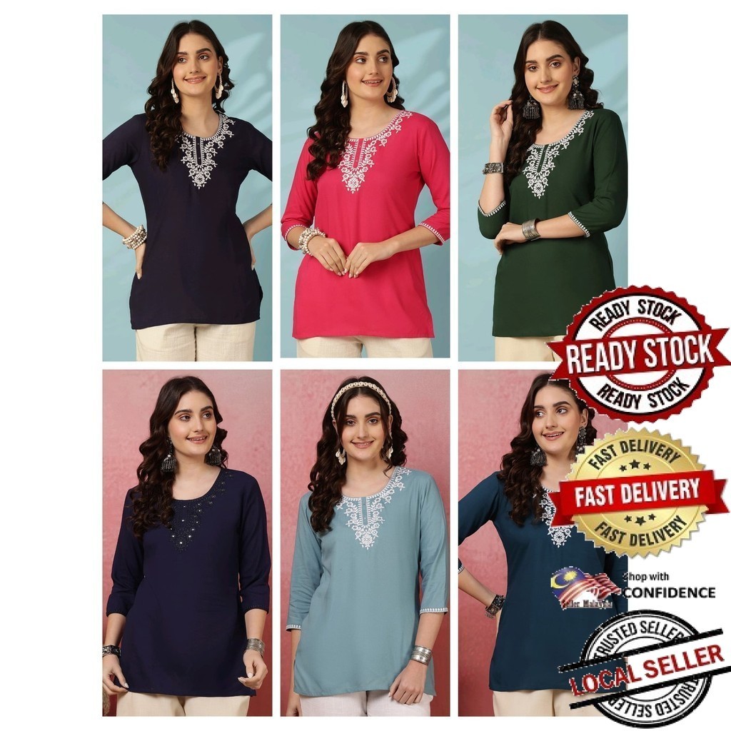 (SIZE S TO XXL) Kurti Short Women Kurtis Tunic Top Blouse UD44322/4432/44326/44327/44329APTP