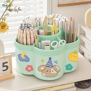 ที่ใส่ปากกาหมุนได้ Desk Organizer Smooth Edges Marker Pen Organizer Study Essentials เหมาะสําหรับนักเรียนชั้นประถมศึกษา