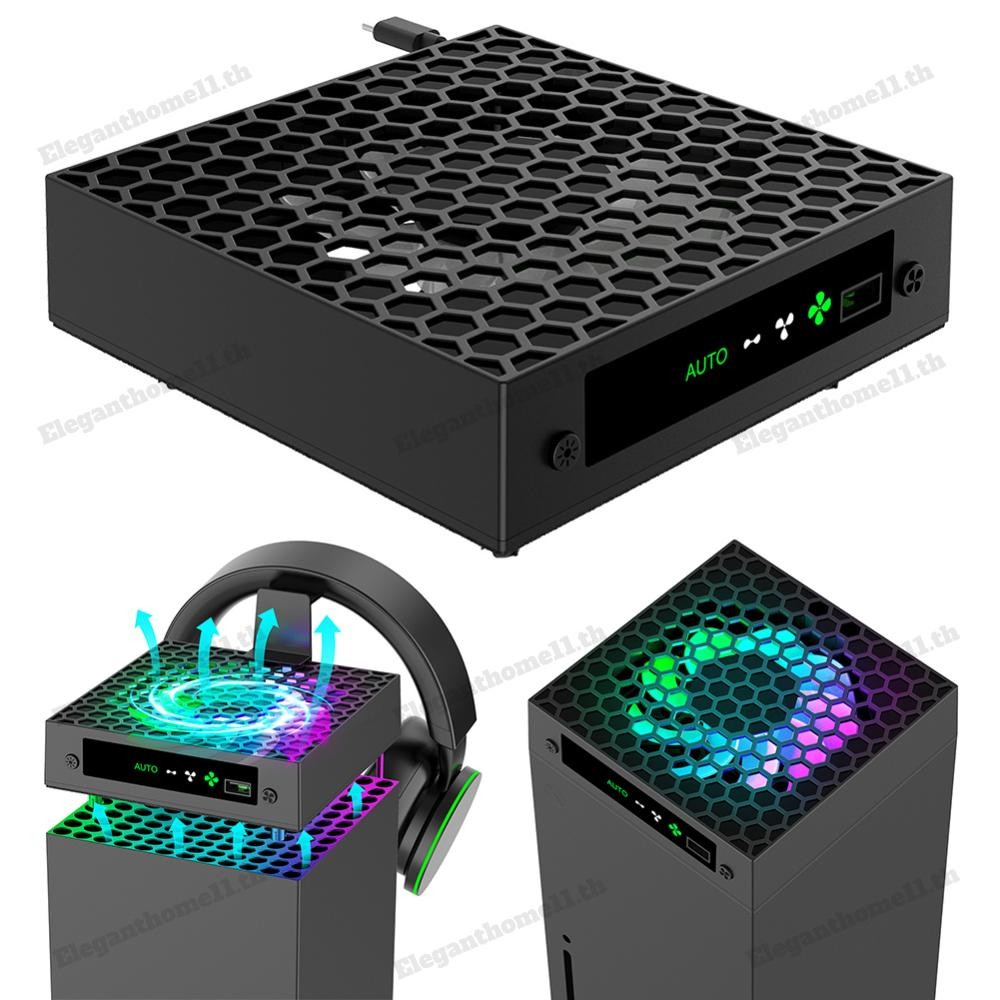 พัดลมระบายความร้อนด้านบน RGB พอร์ต USB พัดลมกระจายความร้อนสีดําสําหรับคอนโซล Xbox Series X