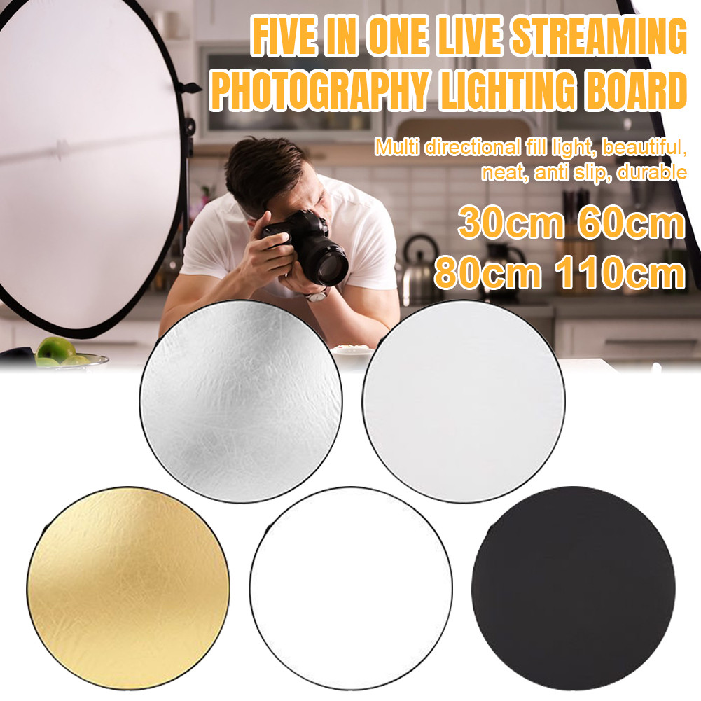 พับได้ รีเฟล็กซ์💯(Reflector)แผ่นสะท้อนแสง 5 in 1 พร้อมซองใส่ 30cm/60cm/80cm/110cm