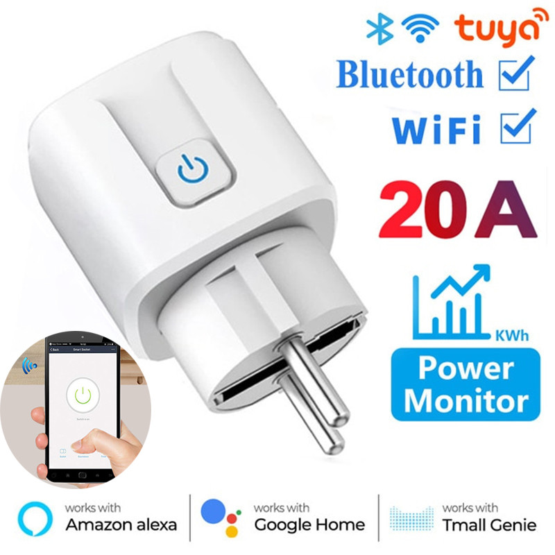 [Youyue] Tuya WiFi สมาร์ท EU ปลั๊ก 16A/20A ซ็อกเก็ตพร้อม Power Monitor Timing Smart Home รองรับ Alexa Google Home Yndex SmartThings