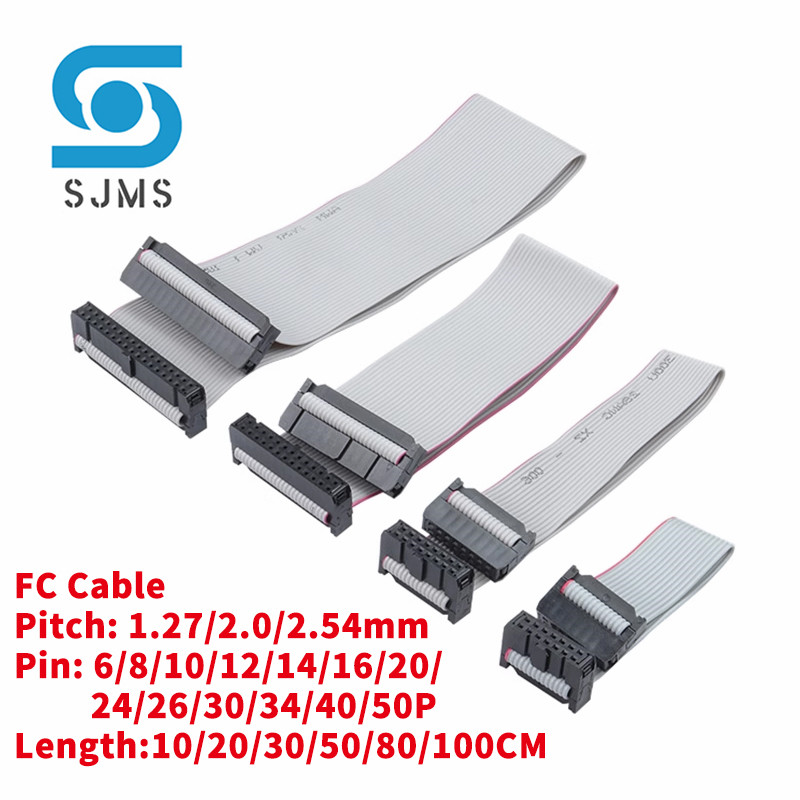 1PCS 1.27MM Pitch FC-6/8/10/16/20/40/50 Pin 20/30/50/CM สีเทาแบนริบบิ้น Jtag Isp ดาวน์โหลดข้อมูลสาย 1.27 2.0 2.54
