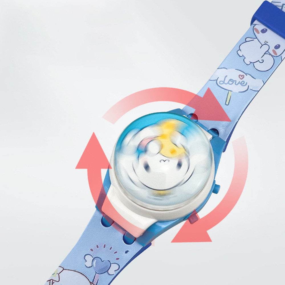 การ์ตูน Sanrio Spider-Man เด็กหมุนนาฬิกาด้านบน Kuromi Elsa เจ้าหญิงสาวนาฬิกาอิเล็กทรอนิกส์