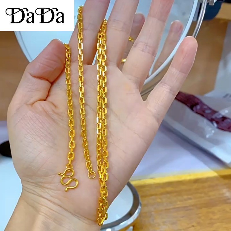 96.5% ทองคําบริสุทธิ์ 18K สร้อยคอทอง 1 บาท 24 นิ้วโคลนทองทองไมครอนสร้อยคอแฮนด์เมดเกรด A ไม่ลอกออกไม่มีสีดํา