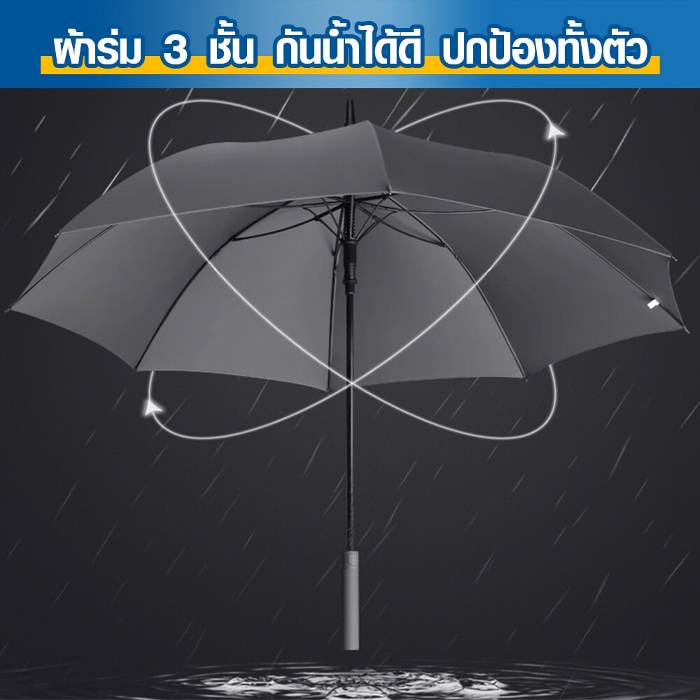GlobalHouse KOJI ร่มยาวด้ามตรง แบบกึ่งอัตโนมัติ 30 นิ้ว 8 ก้าน รุ่น YF-L2021002 ขนาด 130x130x100 ซม. คละสี