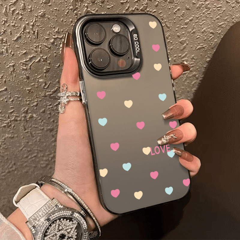 กรณีโทรศัพท์มือถือกันฝุ่น for iPhone 11 7 8 plus XS 7 XR 13 Pro 12 14 PLUS 16 15 PRO MAX Drop Resistanceความรักสี