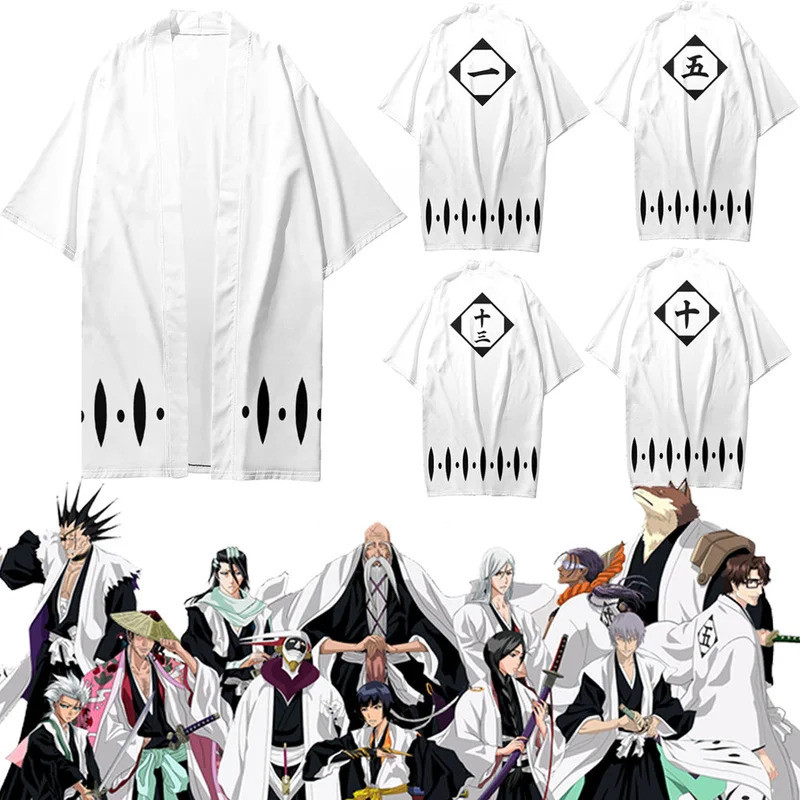 อะนิเมะ Bleach Kurosaki Ichigo Kenpachi Zaraki คอสเพลย์เครื่องแต่งกายญี่ปุ่นชุดกิโมโนเสื้อคลุมฮาโอริ Yukata Plus ขนาดปาร์ตี้ฮาโลวีน Carnival เสื้อผ้า