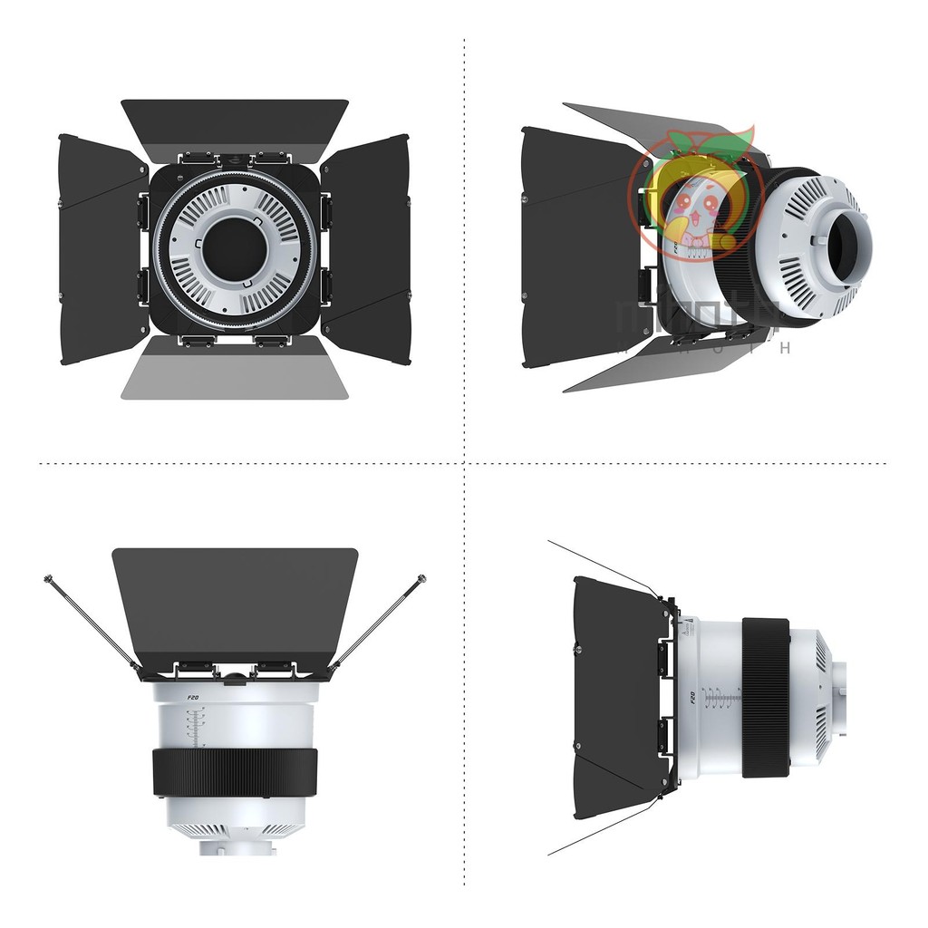 Lippmann F20 เลนส์ Fresnel ขนาด 9 นิ้ว Bowens Mount 10°- 45°อะแดปเตอร์โฟกัสแบบออปติคัล 10X สว่างกว่า พร้อมประตูโรงนา 4 ใบที่ถอดออกได้สําหรับสตูดิโอเครื่องมือสร้างแสงต่อเนื่อง