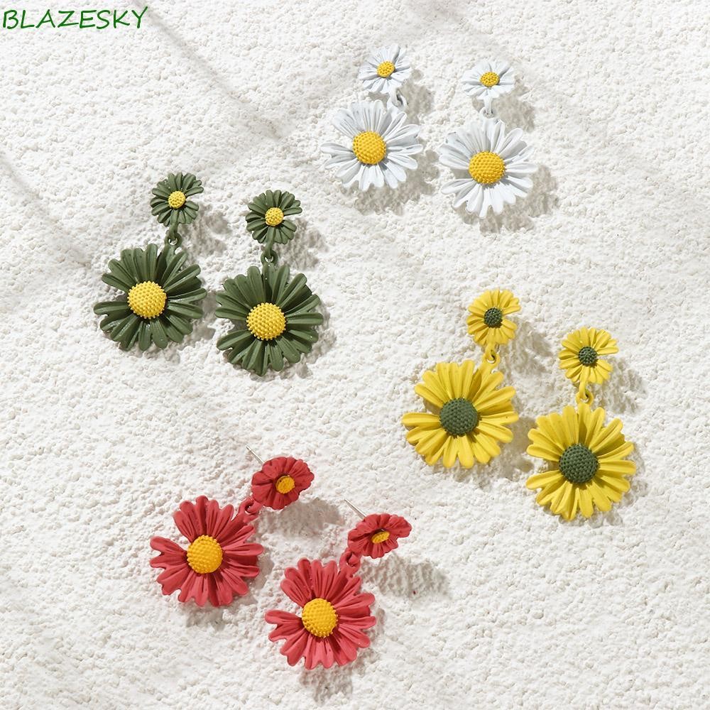 Blazesky Daisy ต่างหูดอกไม้เกาหลีบุคลิกภาพเครื่องประดับแฟชั่นน่ารัก