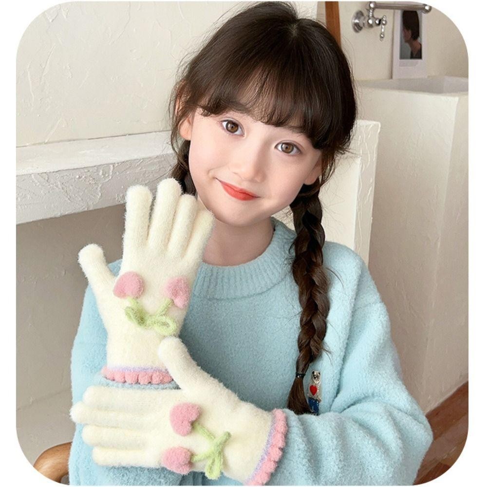 ทามาโต้ เด็กถักถุงมือ,น่ารักเชอร์รี่หนาเด็กเต็มนิ้วถุงมือ,กีฬากลางแจ้งตุ๊กตาฤดูหนาวที่อบอุ่นถุงมือกันลม - รูปที่ 3