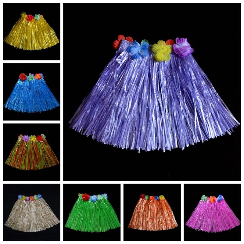 Qukiblue.th Kids Boys Girls Hawaiian Hula Grass Beach Skirt Flower Bracelet Party Dress Hot TH