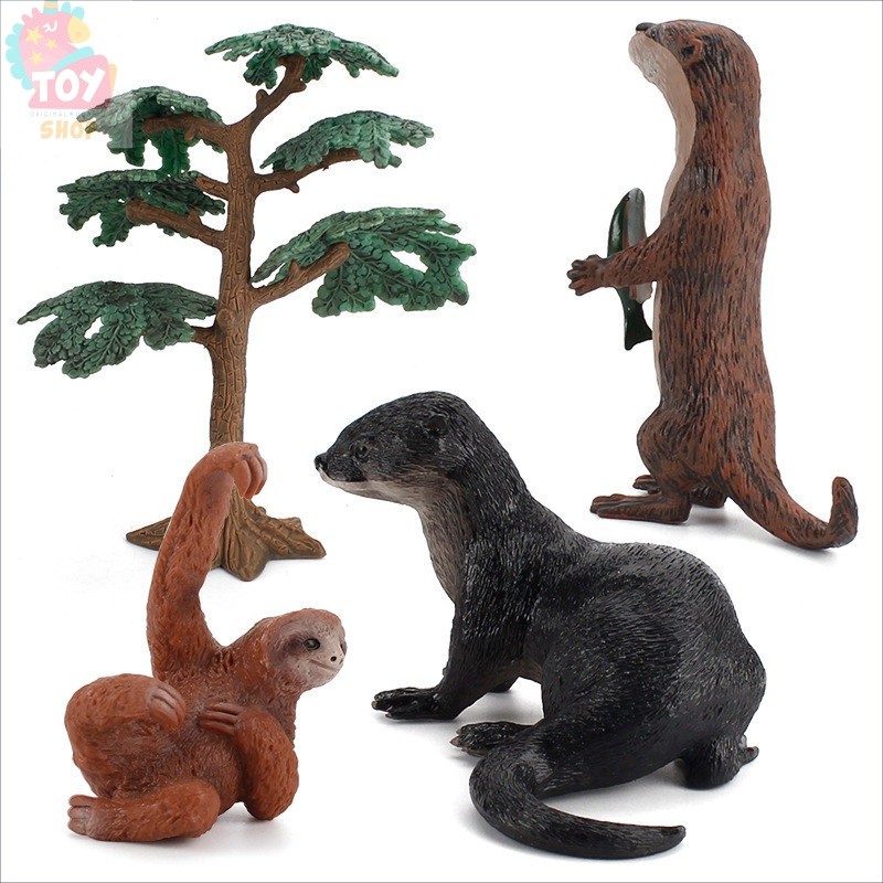 เด็กวิทยาศาสตร์การศึกษาความรู้ความเข้าใจของเล่นจําลองสัตว์ป่ารุ่น Sloth ยาว-Armed ลิง Otter Handmade เครื่องประดับพลาสติกแข็ง