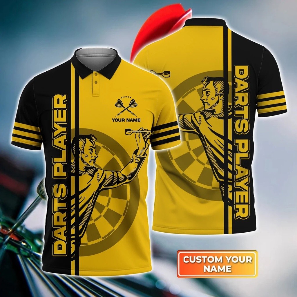 เสื้อยืด Red Dart พร้อมชื่อส่วนตัว 3D สําหรับผู้ชาย Polo พิมพ์ทั้งชุด เสื้อเชิ้ตฤดูร้อนแขนสั้น เสื้อโปโลแนวสตรีทลําลอง