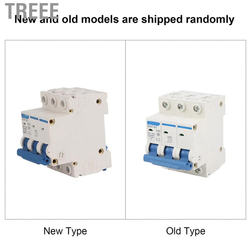 Treee เซอร์กิตเบรกเกอร์กระแสไฟ DZ47-63 3Pole 63A RCCB Residual
