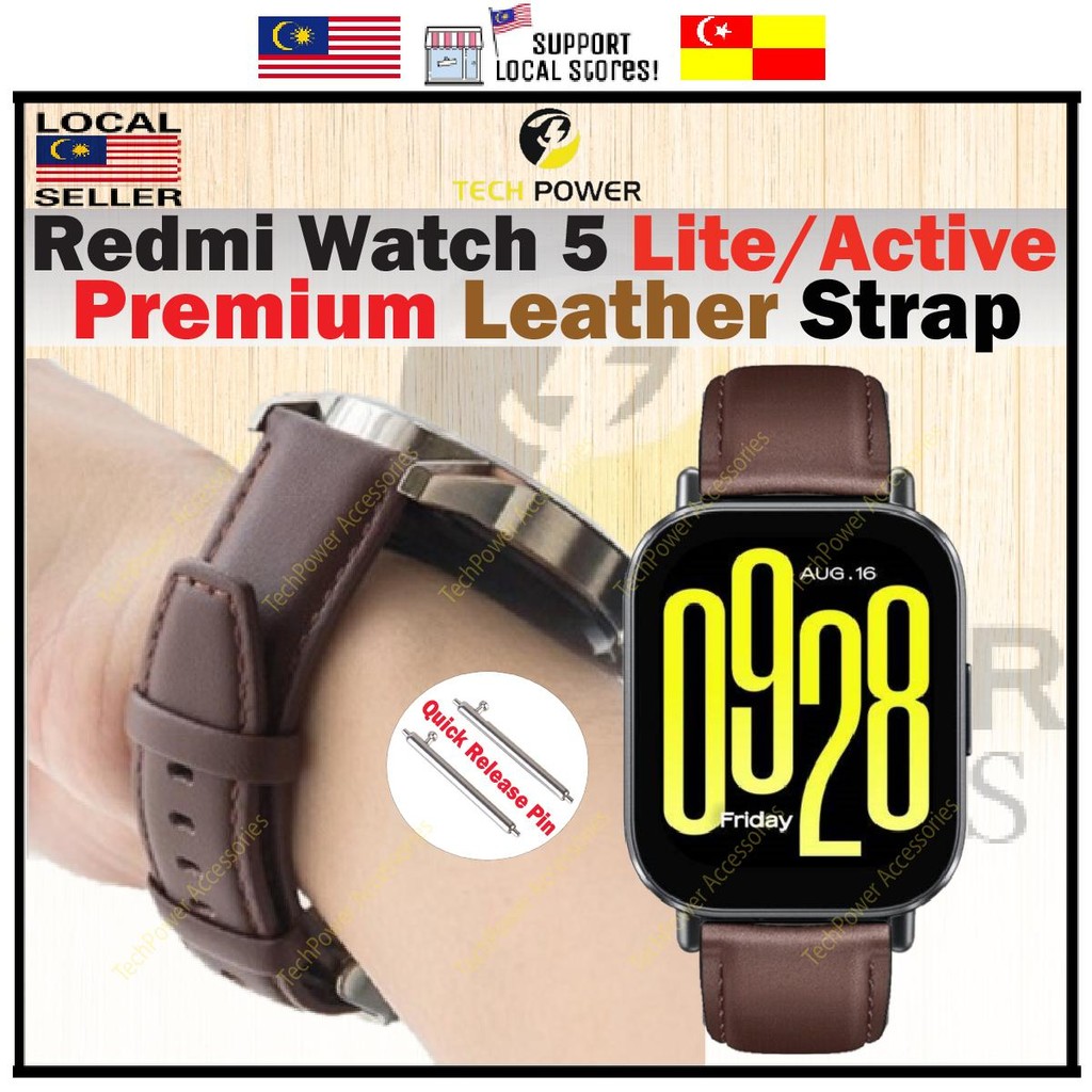 Xiaomi Redmi Watch 5 Lite /5 Active Leather Strap Premium, Tali Jam Kulit Kualiti Baik Mi Watch 5 Re