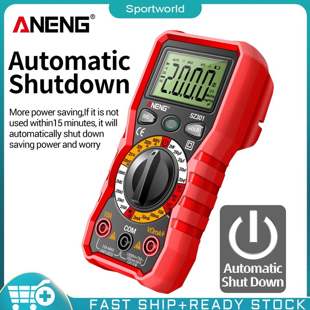 Aneng SZ301 มัลติมิเตอร์ดิจิทัล มืออาชีพ แรงดันไฟฟ้า ความต้านทาน ไฟฟ้า โอห์ม แอมมิเตอร์ กระแสไฟฟ้าอัตโนมัติ เครื่องทดสอบประจุ มิเตอร์อื่น ๆ