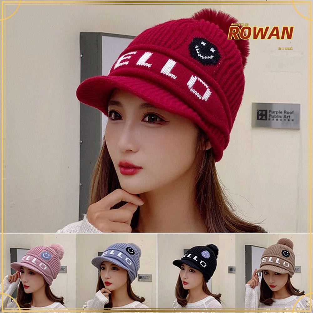 Rowans หมวกฤดูหนาว, Keep Warm หนาถักหมวก, Casual Pompoms หมวกผู้หญิง