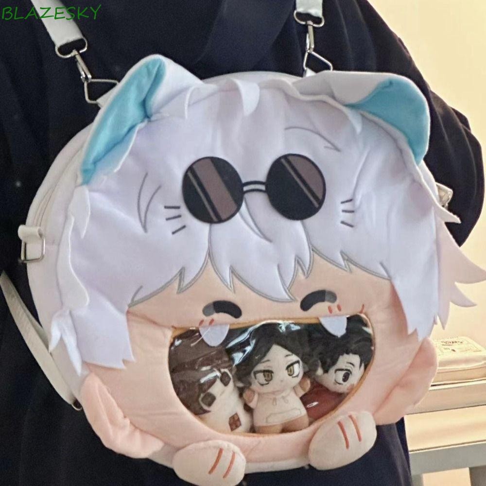 Blazesky Jujutsu Kaisen กระเป๋า, โปร่งใสอะนิเมะญี่ปุ่น Satoru Gojo Itabag, น่ารักขนาดใหญ่ความจุการ์ตูน Kawaii Gojo Satoru กระเป๋าเป้สะพายหลังตุ๊กตาป้ายจอแสดงผล