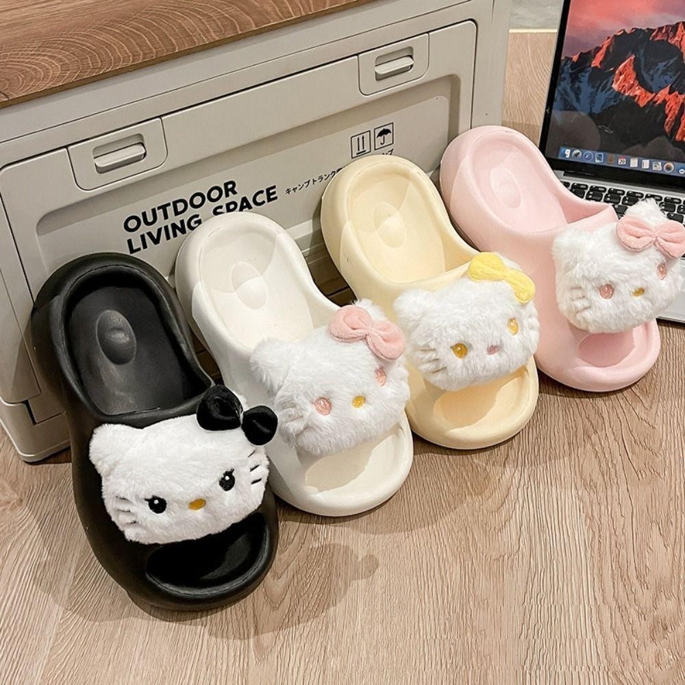 MELODYGOODS1 รองเท้าแตะสไลด์, รองเท้าแตะ Flip Flops น่ารัก, Hot Kitty Slide Shower Funny Shower Shoes Women