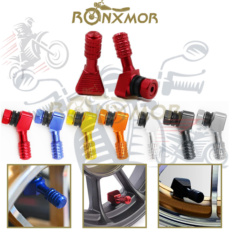 Ronxmor 1 คู่ 120 องศา CNC อลูมิเนียมยางวาล์ว Stems Fit สําหรับรถจักรยานยนต์ E-bike Tubeless Air Stem Universal ดัดแปลง Air หัวฉีด CNC วาล์วหมวก