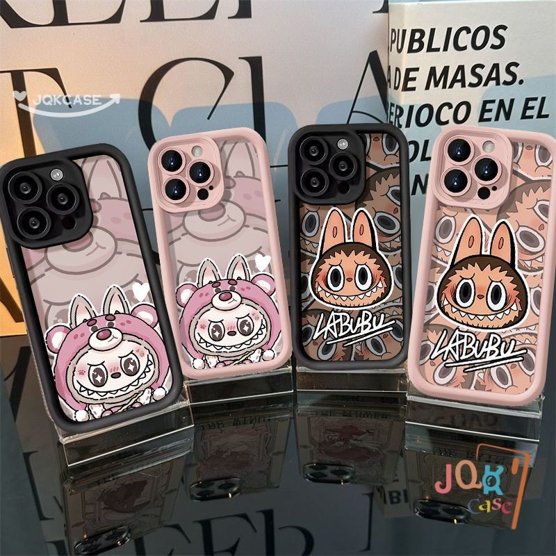 เคส Oppo A16 A57 A15 A3s A78 A74 A18 A5s A58 A16K A17K A12 A7A38 A17 A54 A55 A31 Reno 8T 6 สีชมพู Labubu เรียบง่าย เคส
