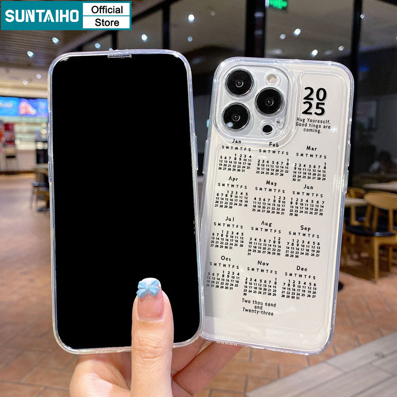 Suntaiho แฟชั่นที่เรียบง่าย2025ปีใหม่รูปแบบปฏิทินสําหรับiphone 15 14 12 13 11 Pro Max IP 7 8 Plus Iphon X Xs XR Xs Max TPU Clear Softcaseพรีเมี่ยมกันกระแทกปกหลัง