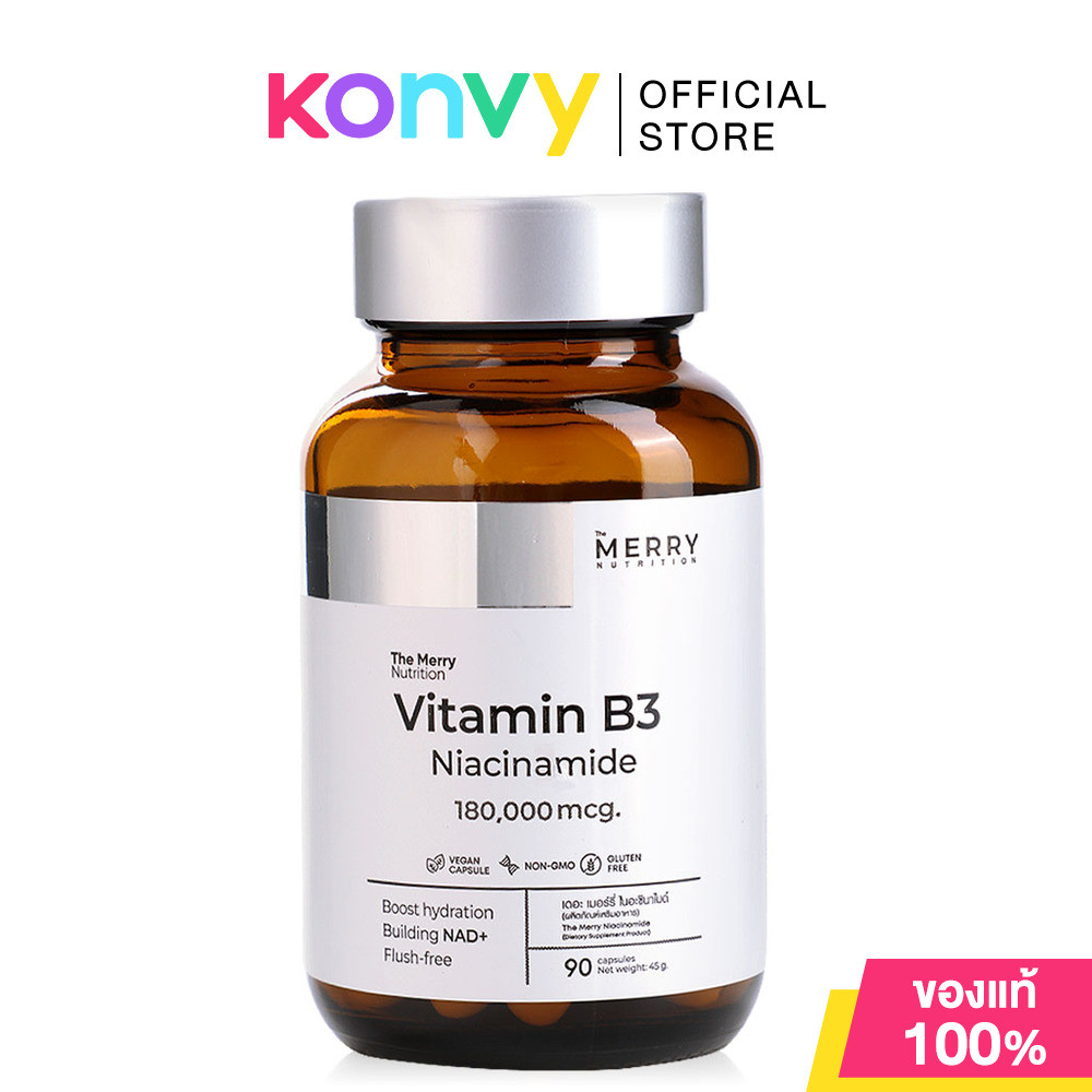 The Merry Vitamin B3 90 Capsules เดอะ เมอร์รี่ ผลิตภัณฑ์เสริมอาหาร.