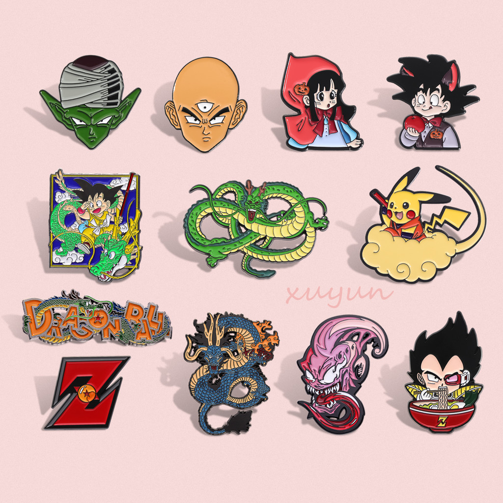 อะนิเมะญี่ปุ่น Dragon Ball เข็มกลัดการ์ตูน Goku Dragon ตัวอักษรป้ายโลหะเสื้อผ้านักเรียนอุปกรณ์เสริมเครื่องประดับของขวัญ