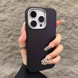 หรูหรา Matte หนังสําหรับ iPhone 16e 16 17 15 14 Plus 13 12 11 Pro Max X XS Max XR 7 8 SE2 เลนส์ป้องกันกันกระแทก