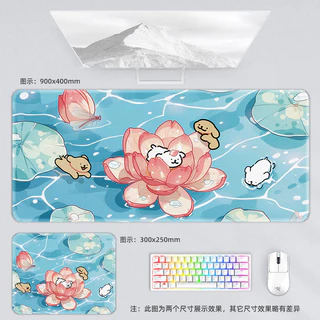 Line Puppy Paradise แผ่นรองเมาส์สีสันสดใสขนาดใหญ่สาว Office Soft Pad ins แป้นพิมพ์คอมพิวเตอร์แล็ปท็อป Pad Creative Anti-slip Play Puppy Garden ดอกไม้ Ocean รูปแบบ