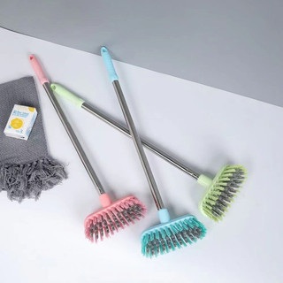 JIE HOME แปรงขัดพื้น ทำความสะอาด ล้างห้องน้ำ ด้ามสแตนเลส 2สี
