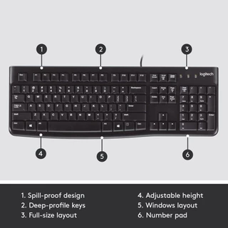 LOGITECH K120 USB WIRED KEYBOARD คีย์บอร์ดคอมพิวเตอร์เชื่อมต่อ USB / Anitech P203 คีย์บอร์ดปุ่มกลม