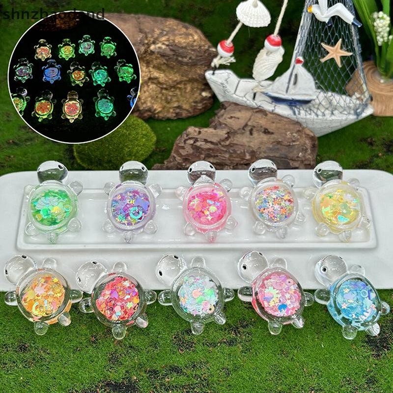 [NZSH] 1 ชิ้นน่ารักโปร่งใส Luminous Glitter เต่าขนาดใหญ่ DIY อินเทรนด์เล่นอุปกรณ์เสริมครีมเจลพวงกุญแจจี้กระเป๋า YYWD