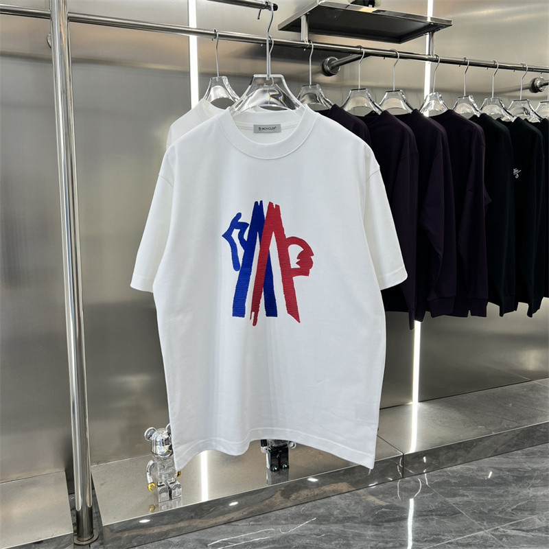ใหม่อินเทรนด์ All-Match Simple โลโก้รูปแบบ 320g เสื้อยืดแขนสั้นผู้ชายผู้หญิงสไตล์เดียวกัน FS45
