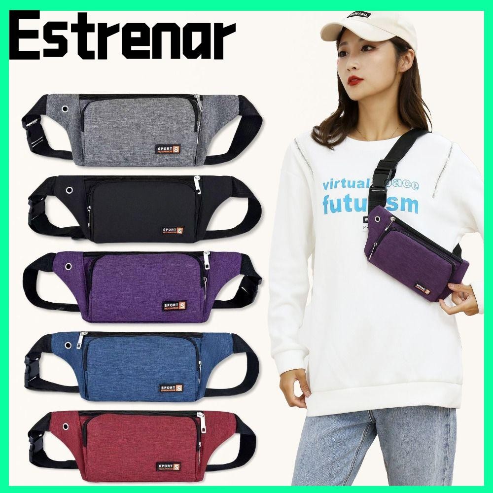 Estrenar กระเป๋าสะพายข้าง, กระเป๋าคาดเอวผ้า, แฟชั่นความจุขนาดใหญ่ Casual Travel Hip Bag Women Man