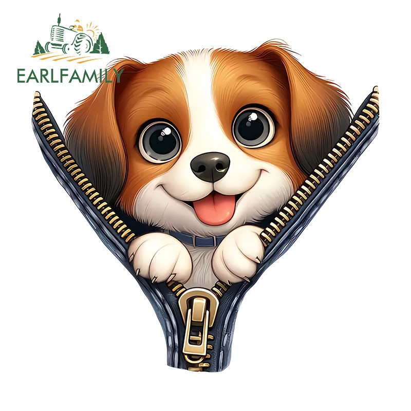 Earlfamily 13 ซม.ซิปสุนัขช้างแพนด้าเต่ารถสติกเกอร์กระจกรถจักรยานยนต์ไวนิลกันน้ําDecalแฟชั่นScratch-ProofรถประตูProtector