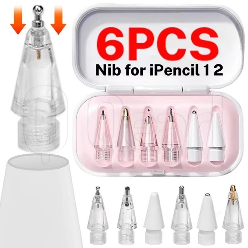 4/6 ชิ้นเปลี่ยน Nib ชุดสําหรับ Apple Pencil – Universal Touch Pen Tip Accessories – ทนทาน Anti-wear Point Stylus อะไหล่ Nibs สําหรับแท็บเล็ต iPad