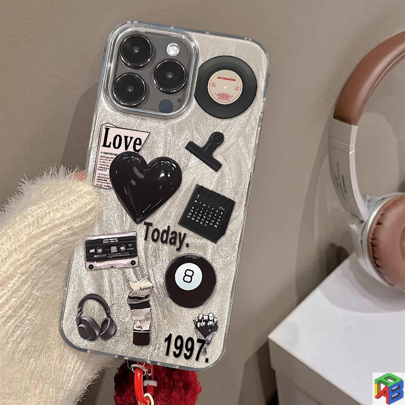 Vintage clutter สําหรับ iPhone15/16 Promax ขั้นสูงเคสโทรศัพท์ 14plus/13 Apple 12/11Promax Drop-Resistant Xr Xsmax สะท้อนแสงเลเซอร์กรณี