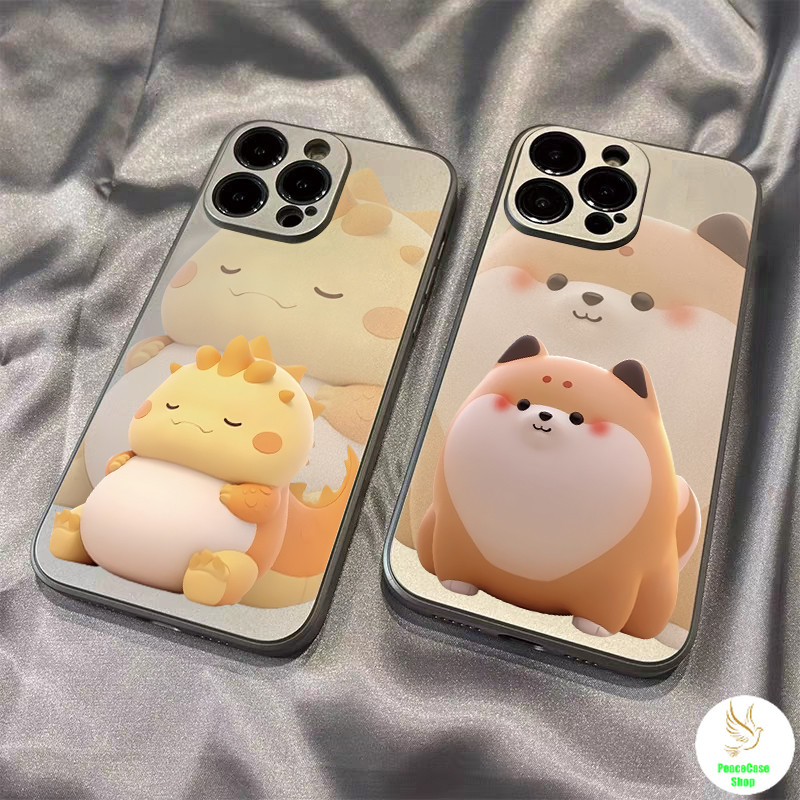 COD-ในไทย เคสคู่รัก ตุ๊กตาไดโนเสาร์และลูกสุนัข 3มิติน่ารัก สําหรับiPhone7 8 X 11 12 13 14ชุบด้วยไฟฟ้า กันกระแทก เคสไอโฟน