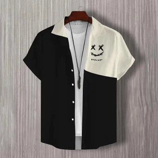 3d Patchwork พิมพ์เสื้อแขนสั้นแฟชั่น Mens Daily Casual Man เสื้อผ้าขนาดใหญ่เสื้อฮาวายสําหรับชาย Top