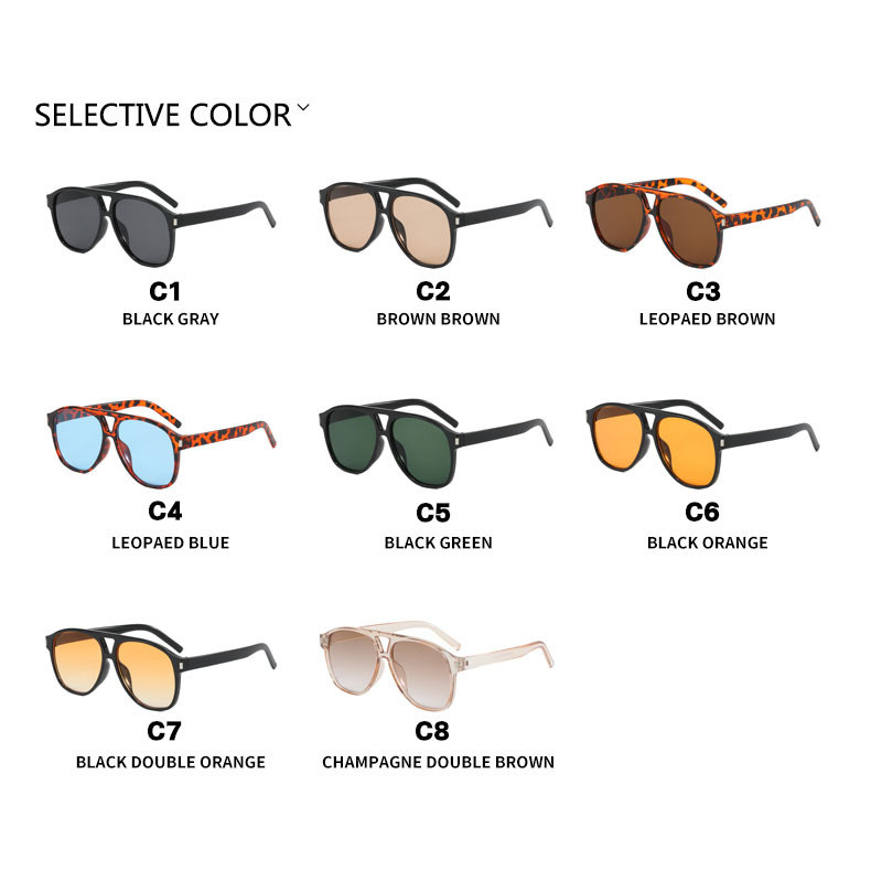 แว่นกันแดดนักบินลําแสงคู่ยุโรปและอเมริกาใหม่แว่นกันแดดย้อนยุคส่วนบุคคลกรอบใหญ่แว่นกันแดดคนดังทางอินเทอร์เน็ต - รูปที่ 2