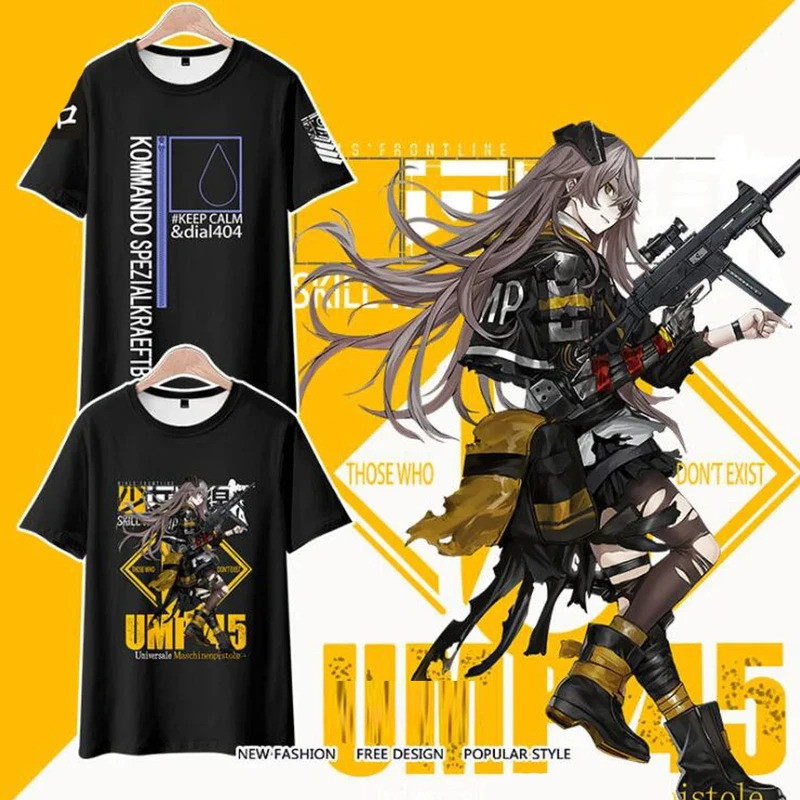 ร้อนเกมสาว Frontline 3D T เสื้อผู้หญิงผู้ชายฤดูร้อนแขนสั้นตลก O-คอ Tshirt AR15 404 UMP45 HK416 คอสเพ