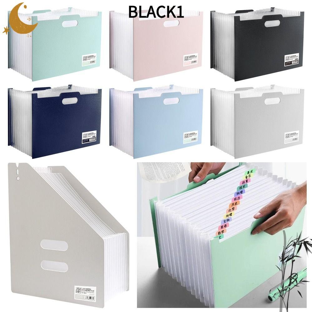 สีดํา1 แพ็คอวัยวะแนวตั้ง, อุปกรณ์การเรียนสํานักงานสอบเครื่องเขียนการจําแนกการจัดเก็บกระดาษ, พลาสติกที่มีการจําแนกประเภทกระเป๋าขยาย