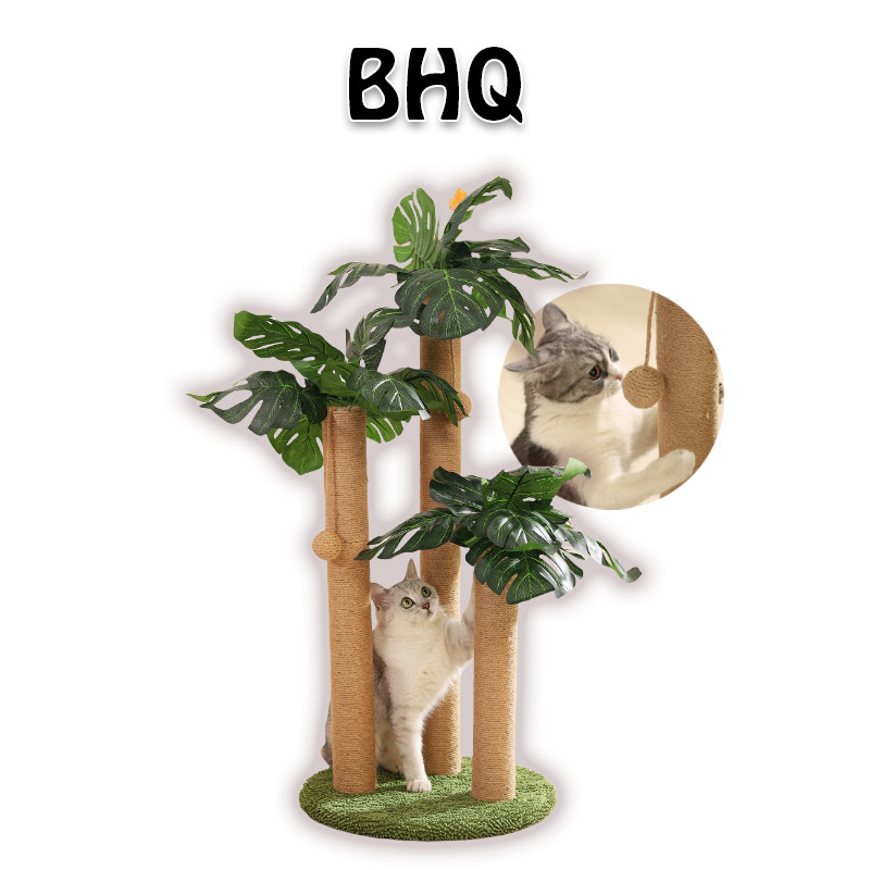 BHQ เสาฝนเล็บแมว ของเล่นแมว ทนต่อการสึกหรอ วัสดุไม้เนื้อแข็ง เสาลับเล็บ