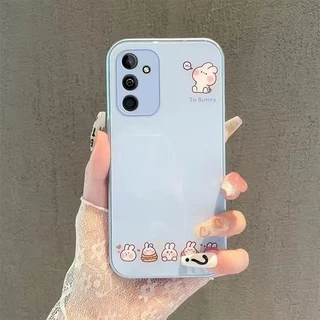 Samsung A56 A55 A54 A53 A52 A16 A14 A15 5GกรณีSamsung S23 FE S24 S23 Plus 5Gกรณีหรูหรา Liquid Glassกันกระแทกพร้อมกล้องProtectorเคสโทรศัพท์น่ารักการ์ตูนกระต่ายกรณี