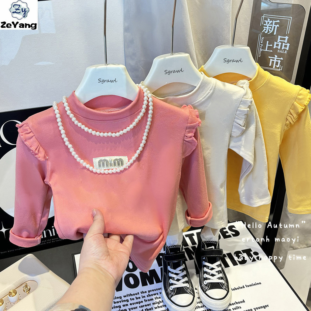 [ซี่] 70-140พร้อมสต็อกเด็กบินแขนเสื้อยืดลําลองแขนยาวเสื้อยืดฤดูใบไม้ร่วงฤดูหนาวทารกเยอรมันกํามะหยี่ จุดต่ําสุด เสื้อครึ่งคอสูงฤดูใบไม้ร่วงเสื้อผ้าที่เรี