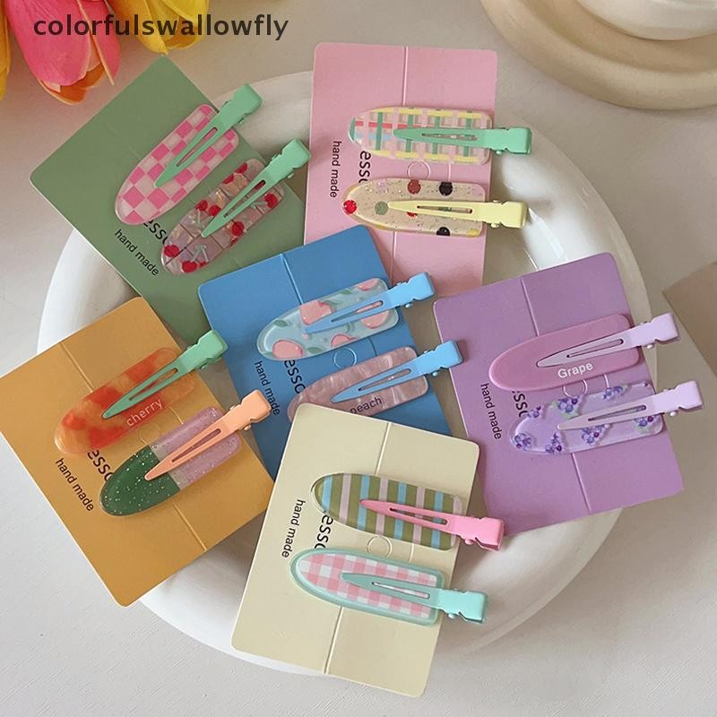 Colourfulswallowfly 2 ชิ้นน้ําผลไม้ Series กิ๊บติดผมฤดูใบไม้ผลิน่ารักแตงโมองุ่นไม่มีร่องรอยแต่งหน้าคลิปกิ๊บติดผมเครื่องประดับผมสําหรับผู้หญิง COD
