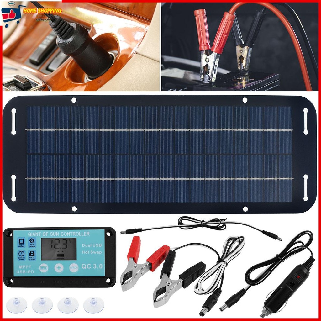 ชุดแผงโซลาร์เซลล์ 12V 30W IP65 กันน้ํา Solar Trickle Charger แบบพกพาพลังงานแสงอาทิตย์แบตเตอรี่ Charger SHOPTKC6121