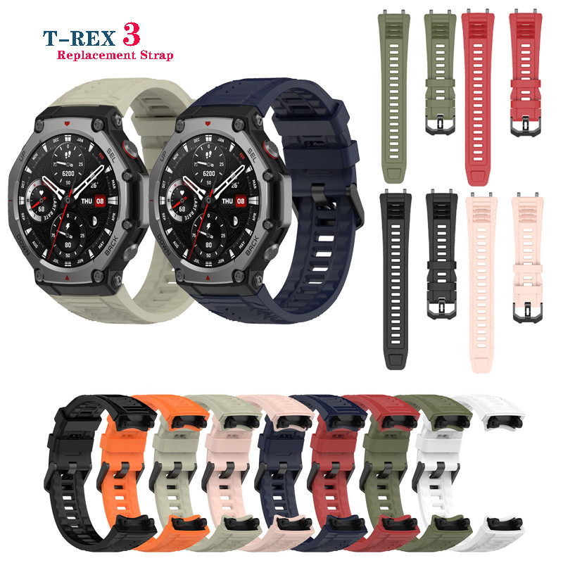 สายรัดซิลิโคนสําหรับ Huami Amazfit T-REX 3 สมาร์ทวอท์ชสายนาฬิกา T-Rex3 สายรัดข้อมือแบบสปอร์ตพร้อมสร้อยข้อมือเครื่องมือ