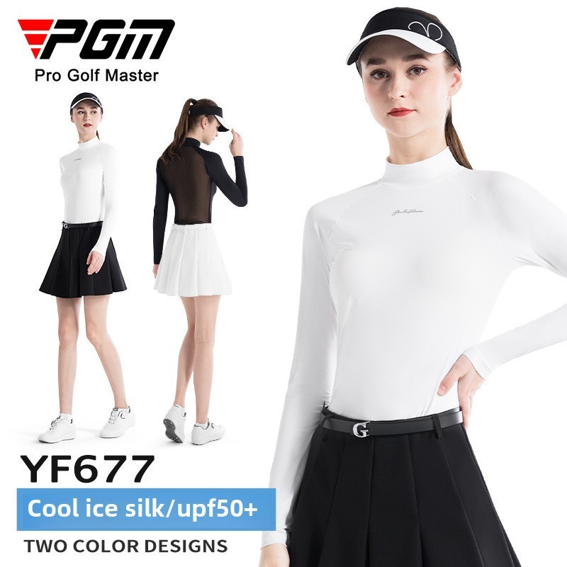 PGM YF677 กอล์ฟเสื้อผ้าผู้หญิงผ้าไหมน้ําแข็งป้องกันแสงแดดด้านล่างด้านบนเสื้อยืดฤดูร้อนกีฬากลางแจ้งเสื้อผ้าป้องกันแสงแดด